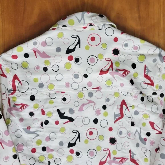 Mechant High Heeled Shoes Novelty Print Cream Jacket - M - Picture 9 of 10